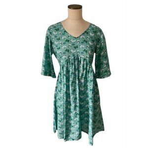 April Cornell Size XS Aqua Blue Butterfly Print Cotton Dress